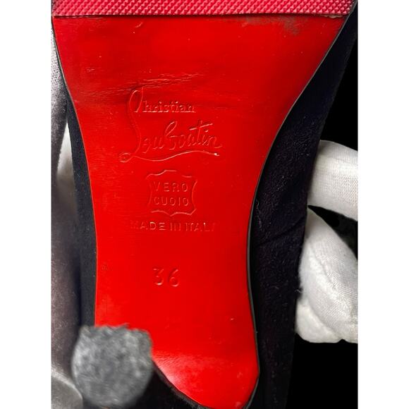 Christian Louboutin Red Open Toe Black Suede Heels 36EU (6W) COA - Picture 10 of 16